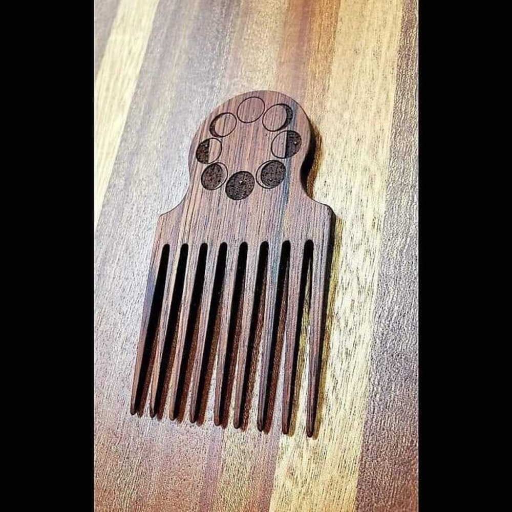 Rosewood hair comb lunar moon phase